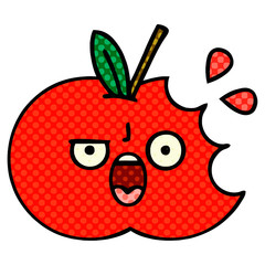 comic book style cartoon red apple