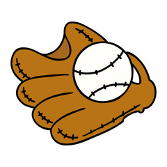 cartoon doodle of a baseball and glove