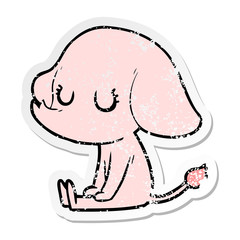 distressed sticker of a cute cartoon elephant