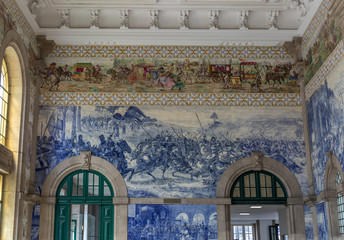 Azulejo decoration at Sao Bento Railway Station. Porto