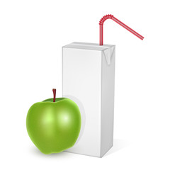 The carton packages of Milk or juice, isolated on light background. carton packages with apple juice, White pack Mockup, vector illustration of Realistic template