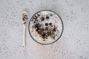 Aromatic spa coffee set with sea salt