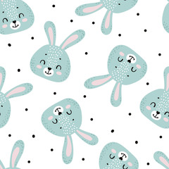 Seamless pattern with cute bunny.