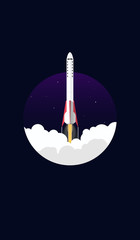 Fototapeta premium Space rocket concept. Creative idea for your design. Flat style illustration