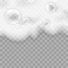 Foam effect concept. Illustrations isolated on transparent background. Shampoo, gel or soap bubbles overlay texture. Creative idea for your design