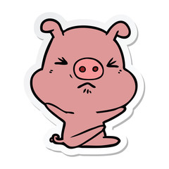 Obraz na płótnie Canvas sticker of a cartoon angry pig