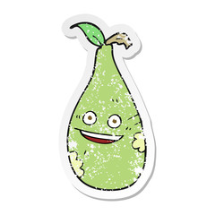 retro distressed sticker of a cartoon pear