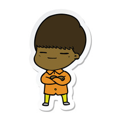 sticker of a cartoon smug boy