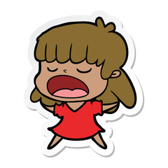 sticker of a cartoon woman talking loudly