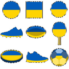 Set with the image of the flag of Ukraine. Vector isolated on white background.