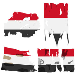 Set with the image of the flag of Yemen. Vector.
