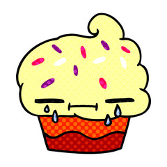 cartoon of a crying cupcake