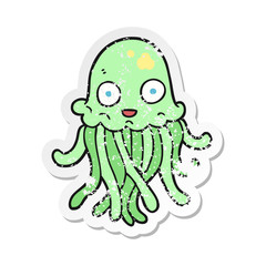 retro distressed sticker of a cartoon octopus