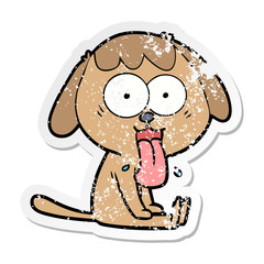 distressed sticker of a cute cartoon dog