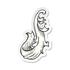 sticker of a traditional hand drawn floral swirl