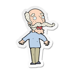 sticker of a cartoon old man gasping in surprise