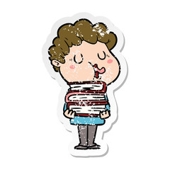 distressed sticker of a cartoon man singing