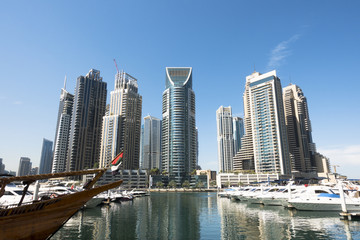 Fototapeta na wymiar Famous place in Middle East, Dubai Marina , UAE, in a beautiful sunny day