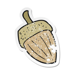 retro distressed sticker of a cartoon acorn