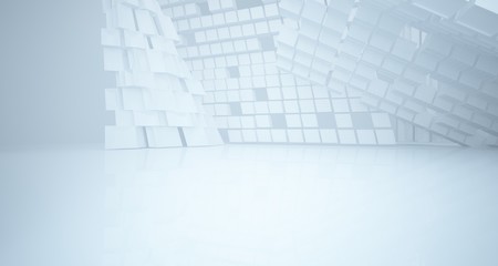 Abstract white parametric interior with window. 3D illustration and rendering.