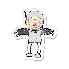 retro distressed sticker of a cartoon astronaught