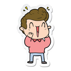 sticker of a cartoon excited man