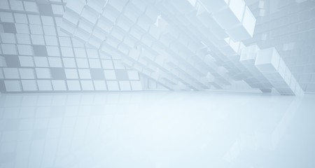 Abstract white parametric interior with window. 3D illustration and rendering.
