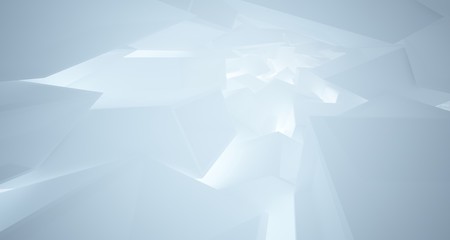 Abstract white parametric interior with window. 3D illustration and rendering.