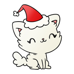 christmas gradient cartoon of kawaii cat