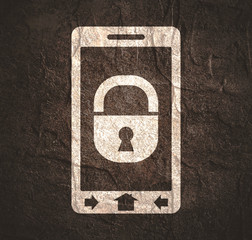 Smart phone and lock icons. Mobile gadgets technology relative image. Cyber security concept