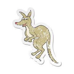 retro distressed sticker of a cartoon kangaroo