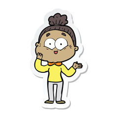 sticker of a cartoon happy old woman