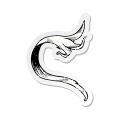 retro distressed sticker of a traditional hand drawn floral swirl