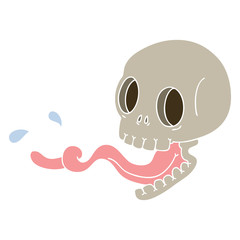 quirky hand drawn cartoon skull with tongue
