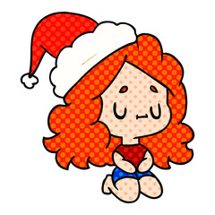 christmas cartoon of kawaii girl