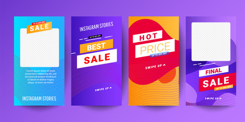 Creative abstract modern graphic stories sets. Template set with liquid modern gradient banners