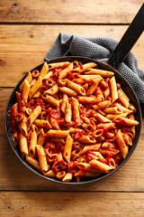 Classic penne pasta with tomato sauce