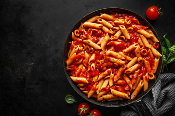 Classic penne pasta with tomato sauce