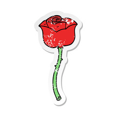 distressed sticker of a cartoon rose