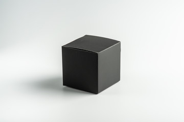 Black cardboard box on white background, moke up