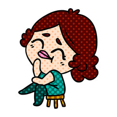 cartoon of a kawaii woman