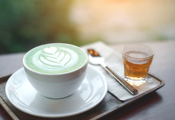 A Cup of green tea matcha latte