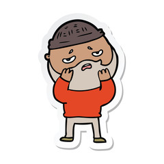 sticker of a cartoon worried man with beard