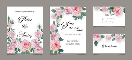 Fototapeta na wymiar Wedding Invitation card templates with rose -vector