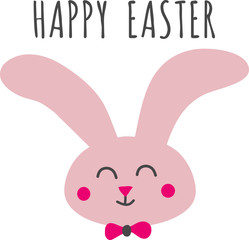 Cute pink easter rabbit, vector illustration for design
