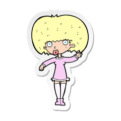 sticker of a cartoon waving girl