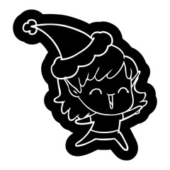 cartoon icon of a elf girl wearing santa hat