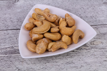 Cashew nuts heap in the bowl