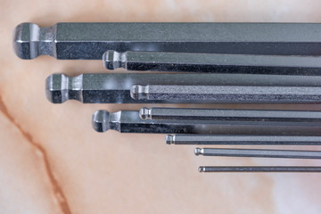 A set of curly rectangular screwdrivers