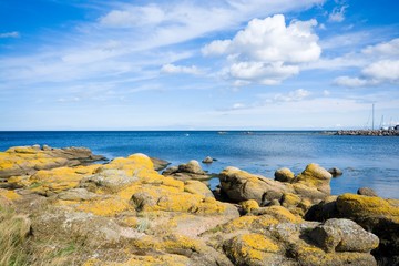 Fototapeta na wymiar View of fishing hamlet on east coast of Bornholm island - Aarsdale, Denmark